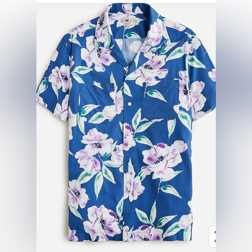 JCrew COTTON-VISCOSE CAMP-COLLAR SHIRT IN PRINT size S